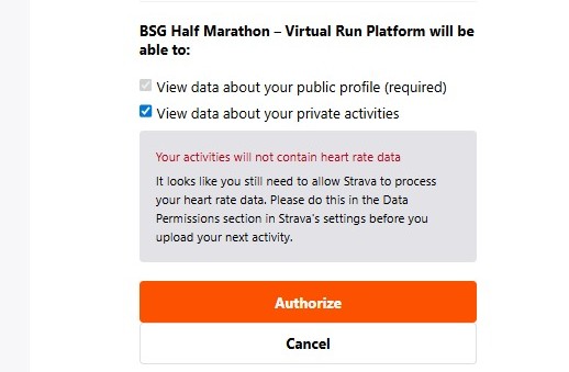 Strava Authorization Checkboxes